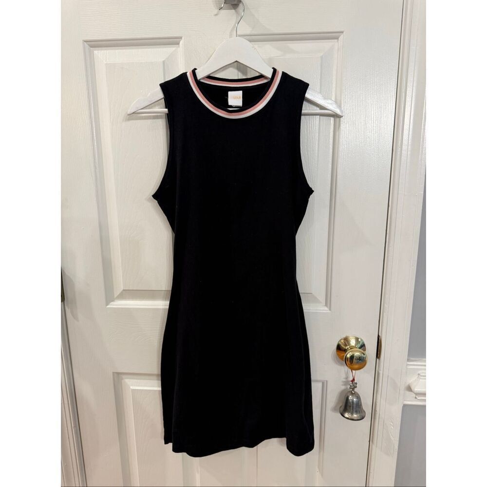 Lole Black Pink Trim Open Back Sleeveless Athletic Dress sz XS EUC